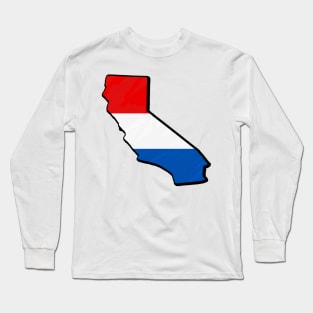 Red, White, and Blue California Outline Long Sleeve T-Shirt